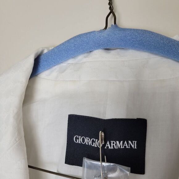 Giorgio Armani Black Label White Cotton Blazer Suit Jacket Lined Designer EU 48 - Picture 10 of 16